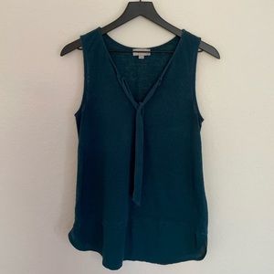 Dark Teal V-Neck Tank with Tie Neck